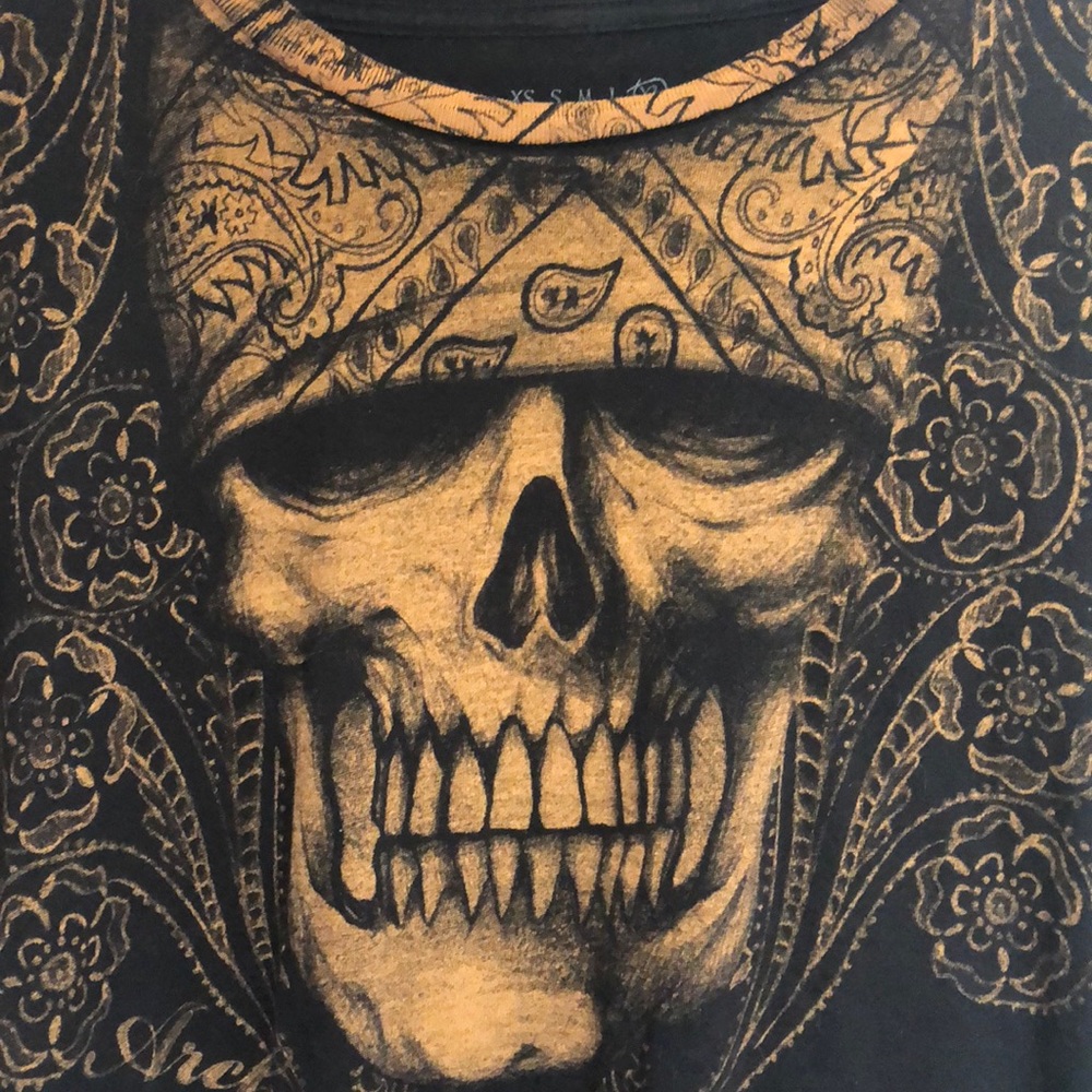 Men’s Affliction Archaic Bandana Skull Gold S:XL